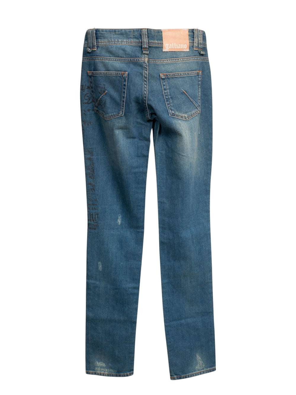 LOW RISE NEWSPAPER PRINT DENIM STRAIGHT JEANS @SAMT