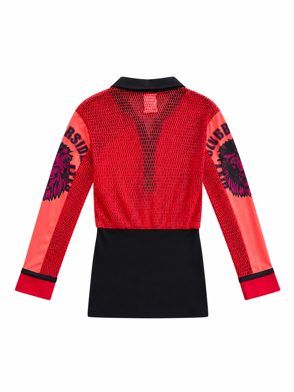 BLACK/ORANGE FISHNET L/S TOP/MINI DRESS