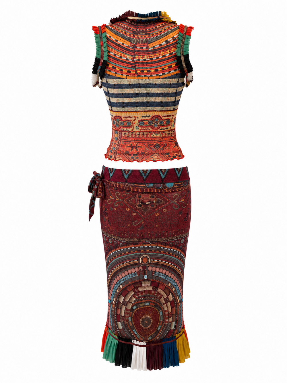 SS05 TRIBAL PRINTED MESH 2PC SKIRT SET @ALISHAG