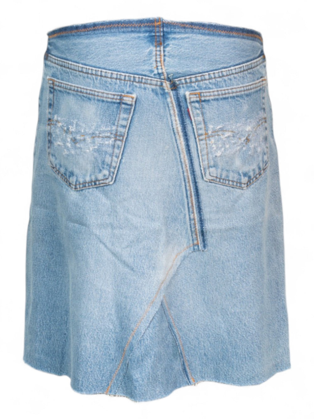 VINTAGE DENIM RECONSTRUCTED MIDI SKIRT
