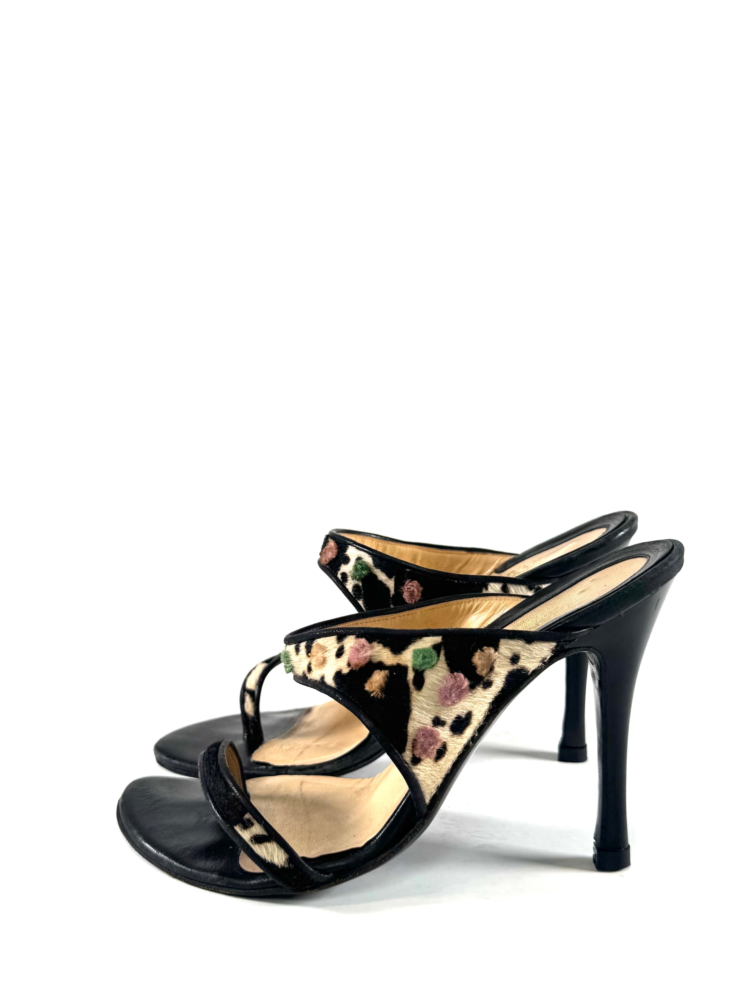 90S CALFHAIR FLORAL MULES @CSTEEN