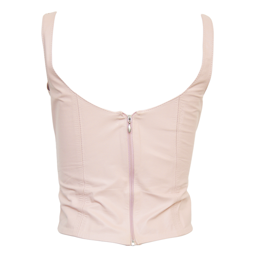 BLUSH PINK LEATHER LACEUP CORSET TOP