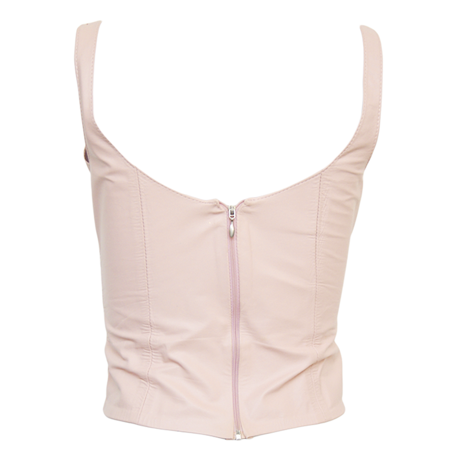 BLUSH PINK LEATHER LACEUP CORSET TOP