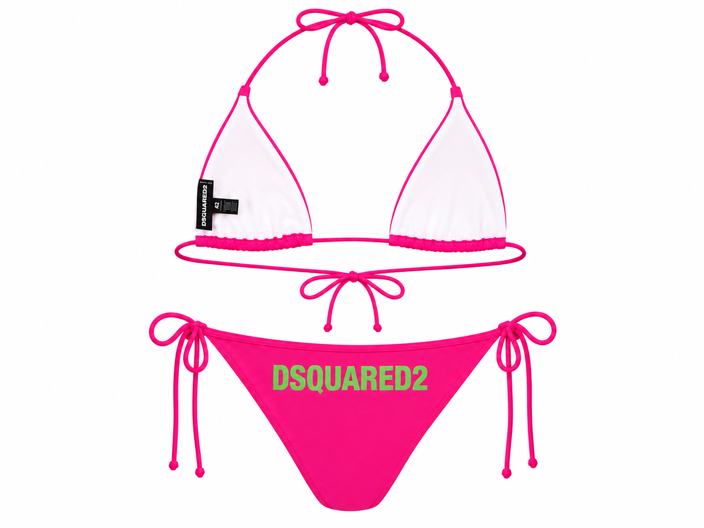 HOT PINK BIKINI W GREEN LOGO PRINT (NWT/COMES W POUCH)
