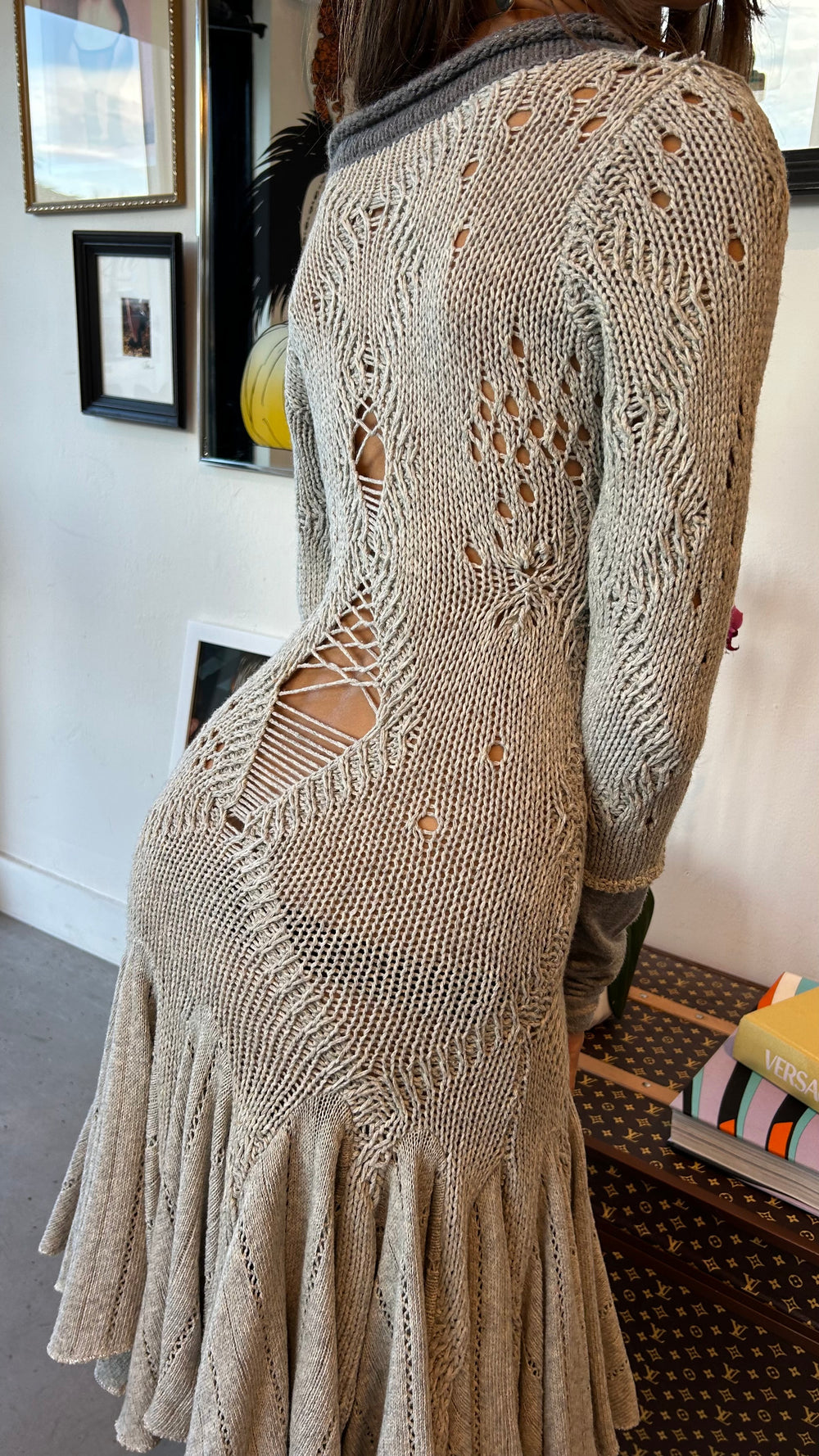 GREY KNIT LAYERED DRESS
