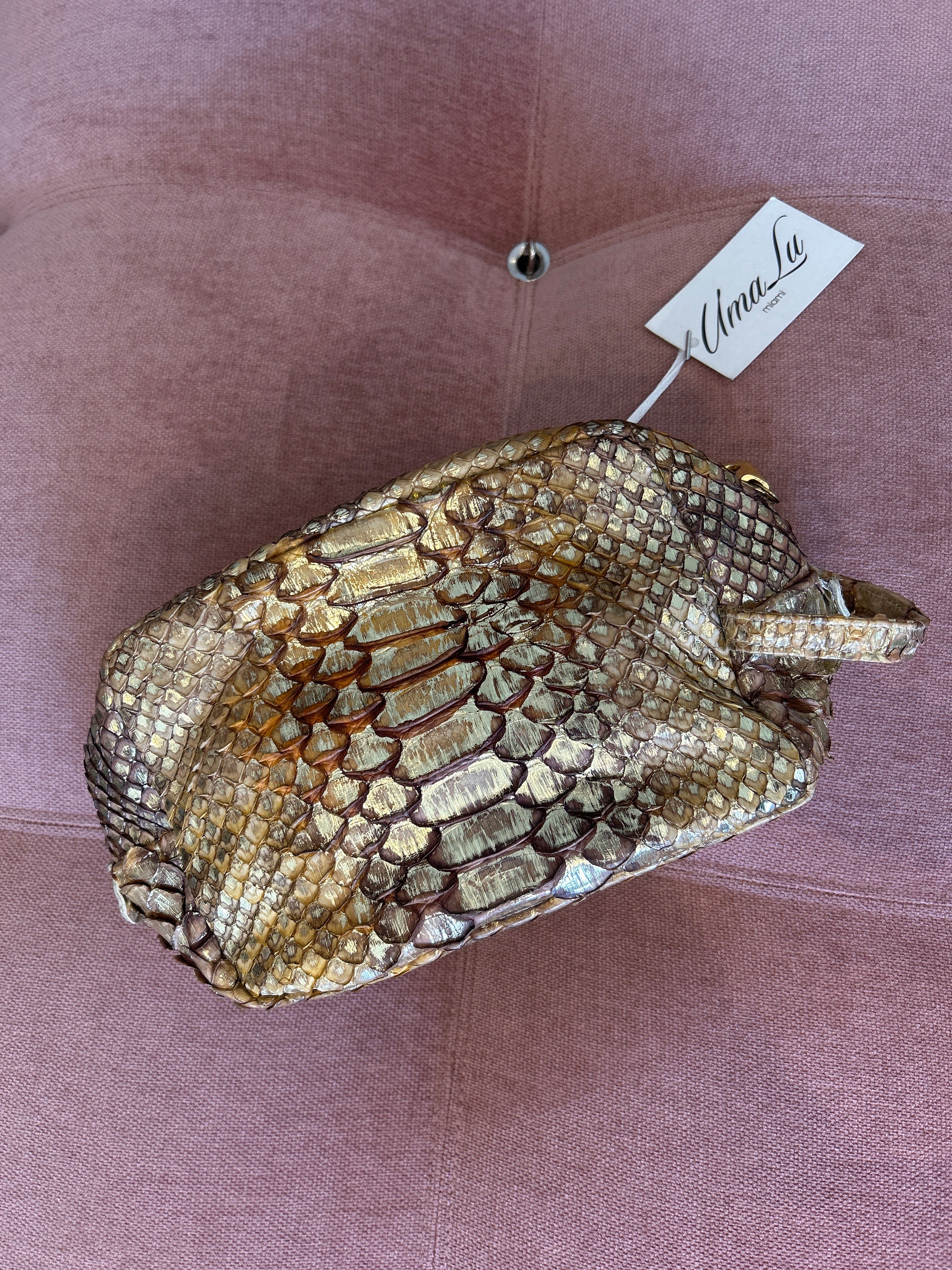 PYTHON GOLD COSMETIC BAG @IRIK
