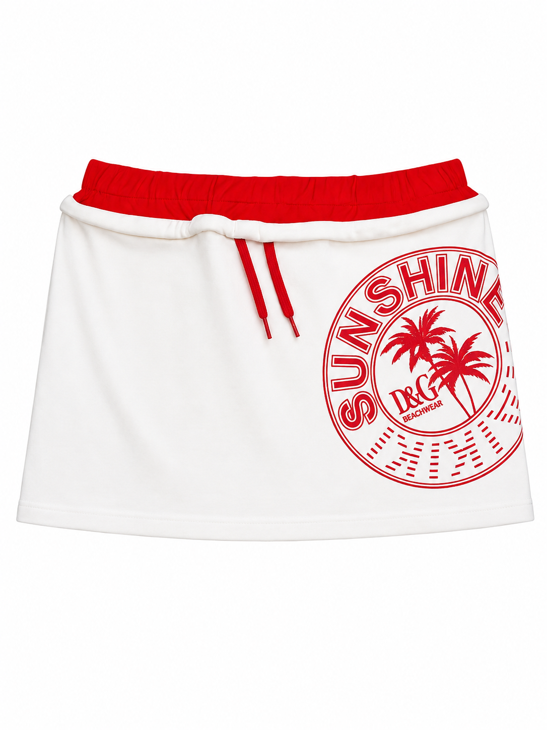 WHITE AND RED DRAWSTRING MINI SKIRT (AS IS)