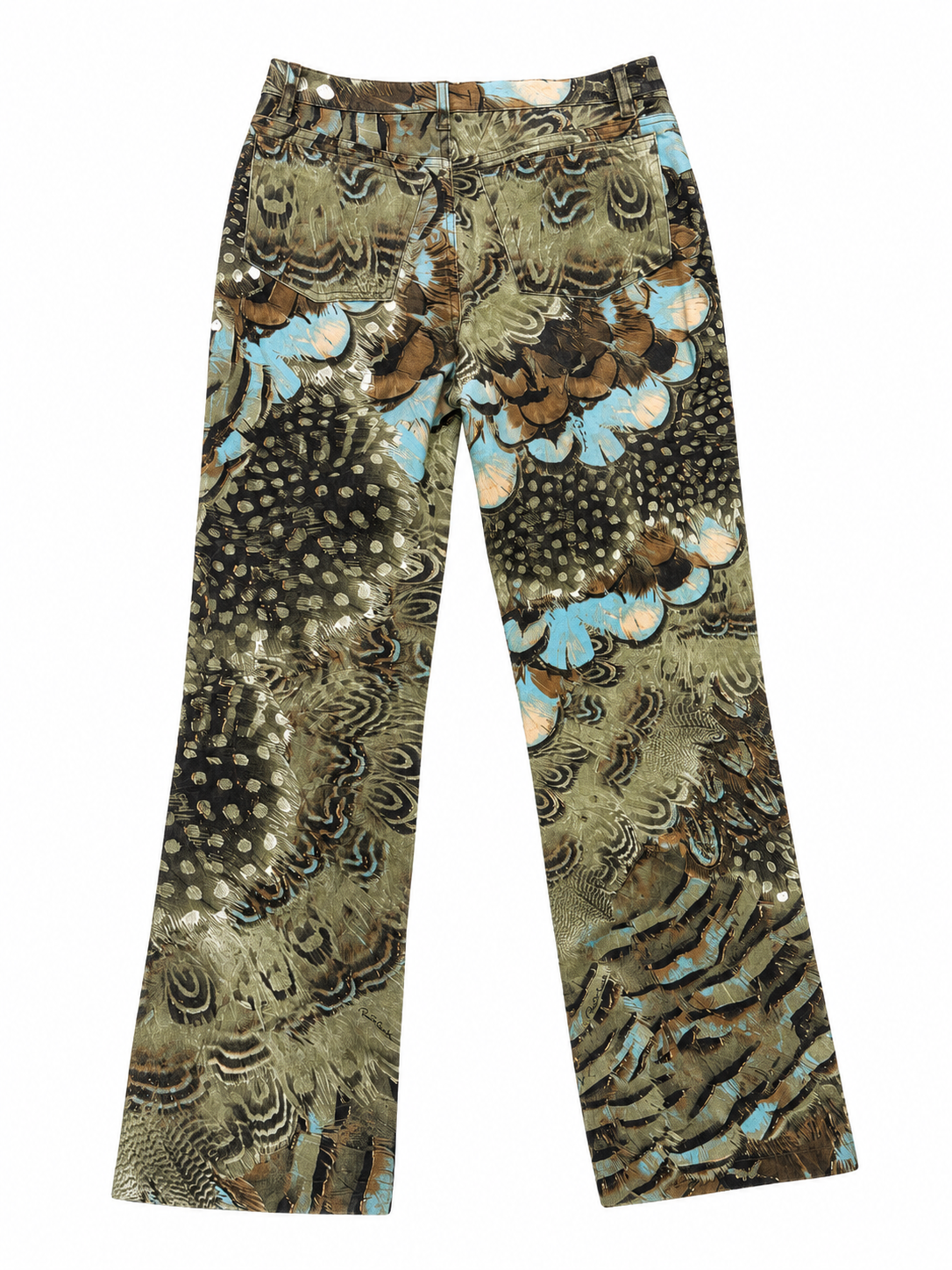 2003/2004 GREEN FEATHER PRINTED JEANS