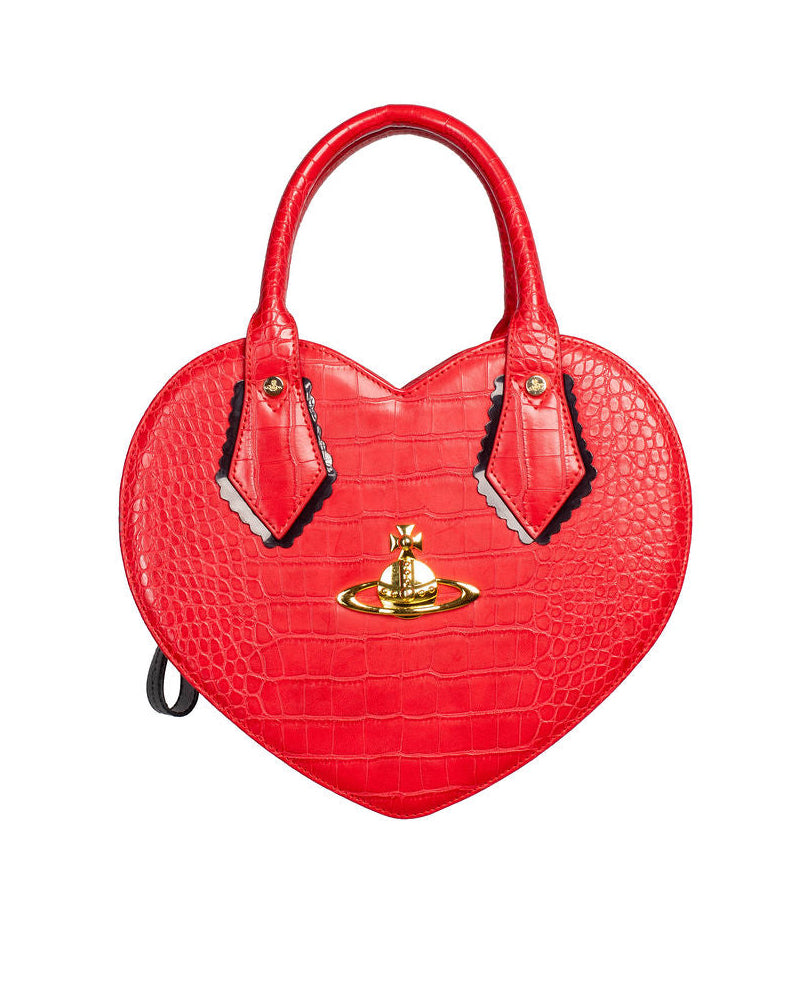 RED CROC EMBOSSED CHANCERY HEART BAG @SAMMIE