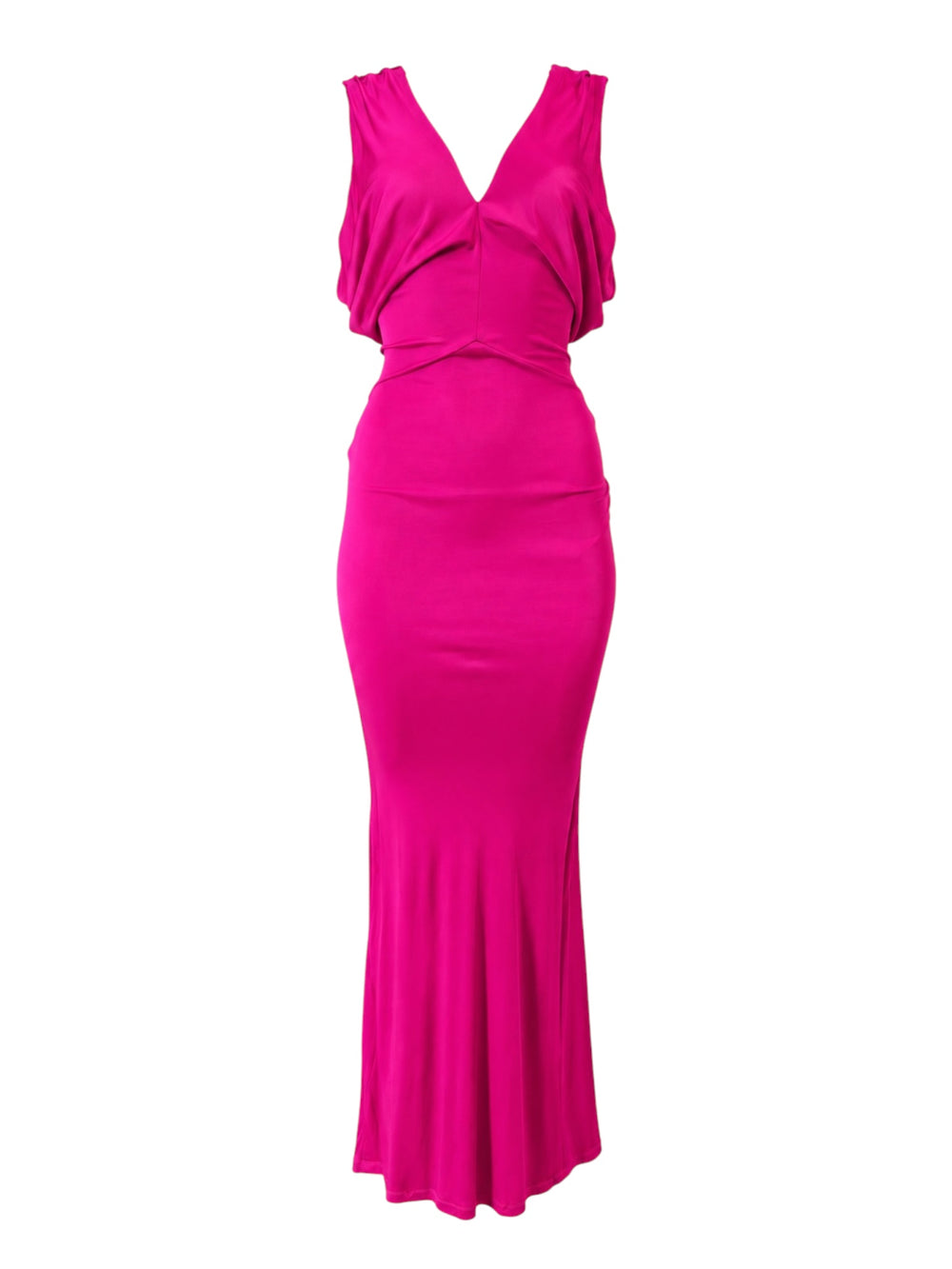 HOT PINK VISCOSE MAXI DRESS W LACE UP BACK