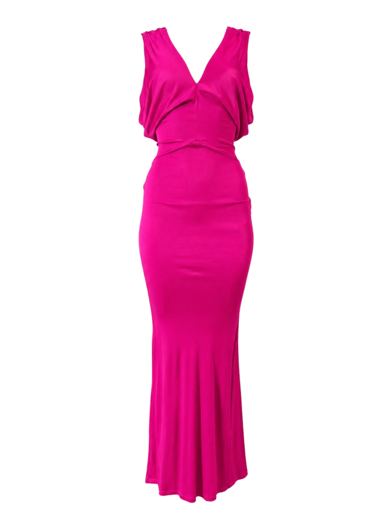 HOT PINK VISCOSE MAXI DRESS W LACE UP BACK