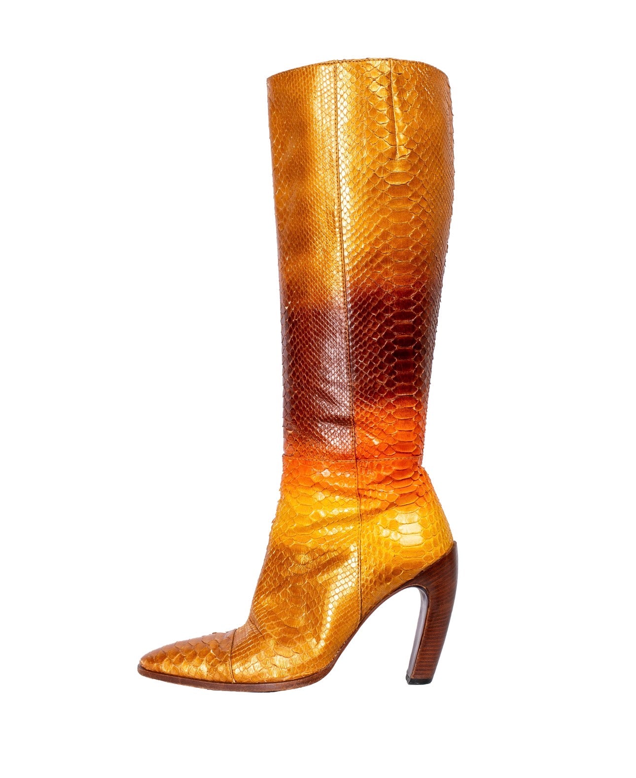 PYTHON ORANGE OMBRÉ BOOTS