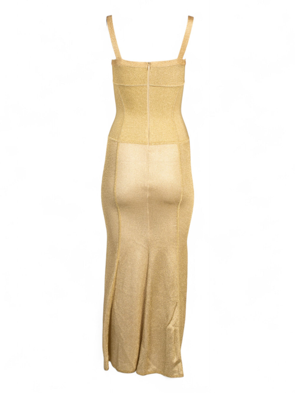 VINTAGE GOLD FOIL BODYCON MAXI DRESS
