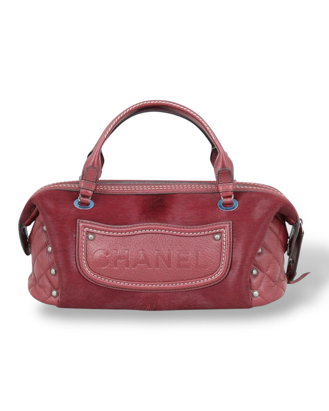 2014 PARIS DALLAS BURGUNDY PONYHAIR FRINGE BAG