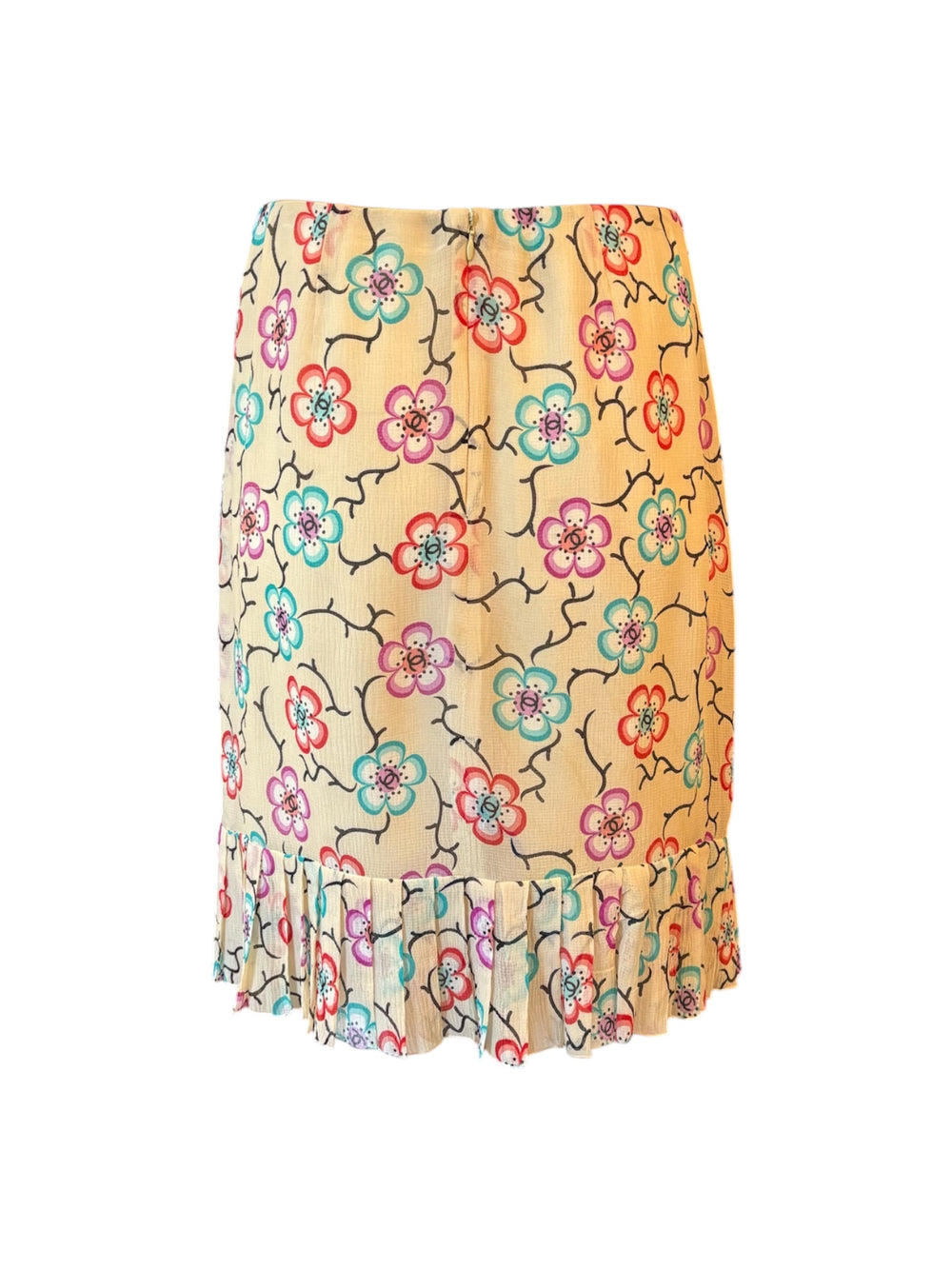 SS01 CC FLORAL LOGO SILK MIDI SKIRT @SM