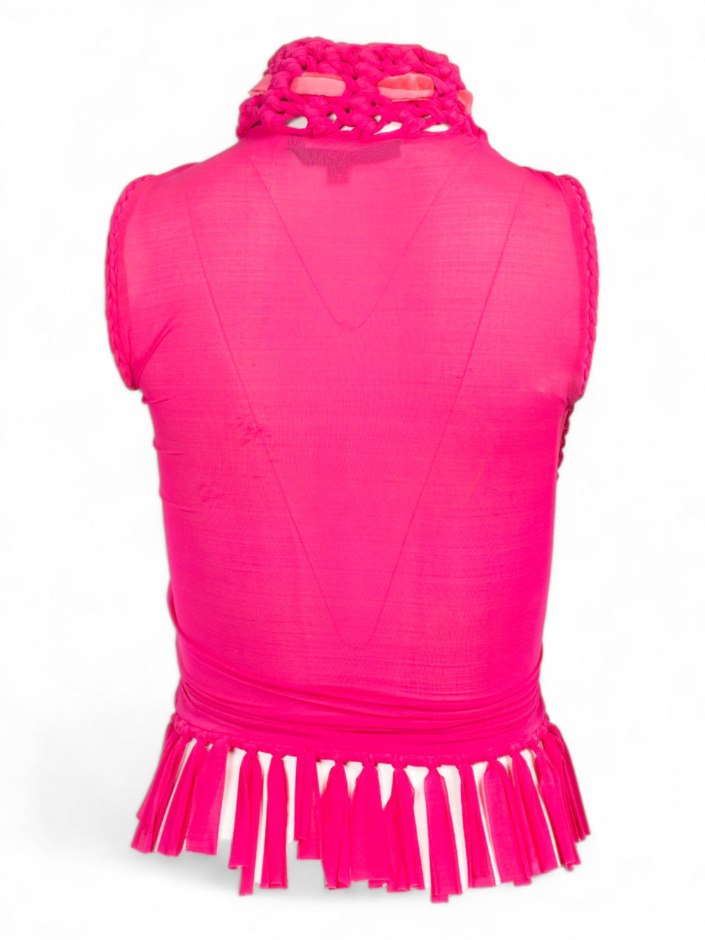 HOT PINK WOVEN CROCHET TOP
