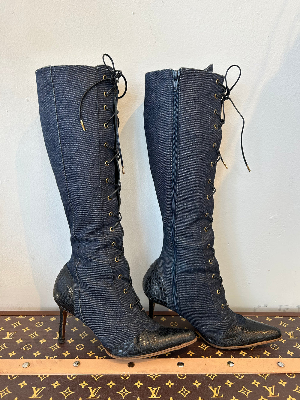 2000 DENIM & SNAKESKIN BOOTS