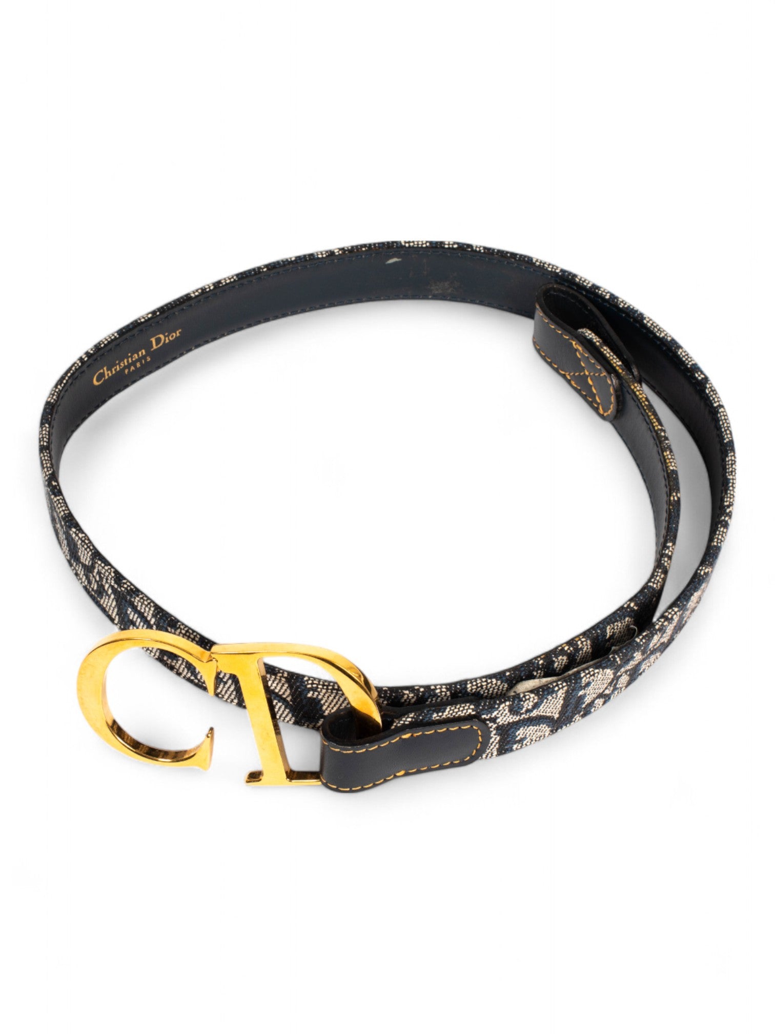 VINTAGE NAVY TROTTER MONOGRAM "CD" BELT