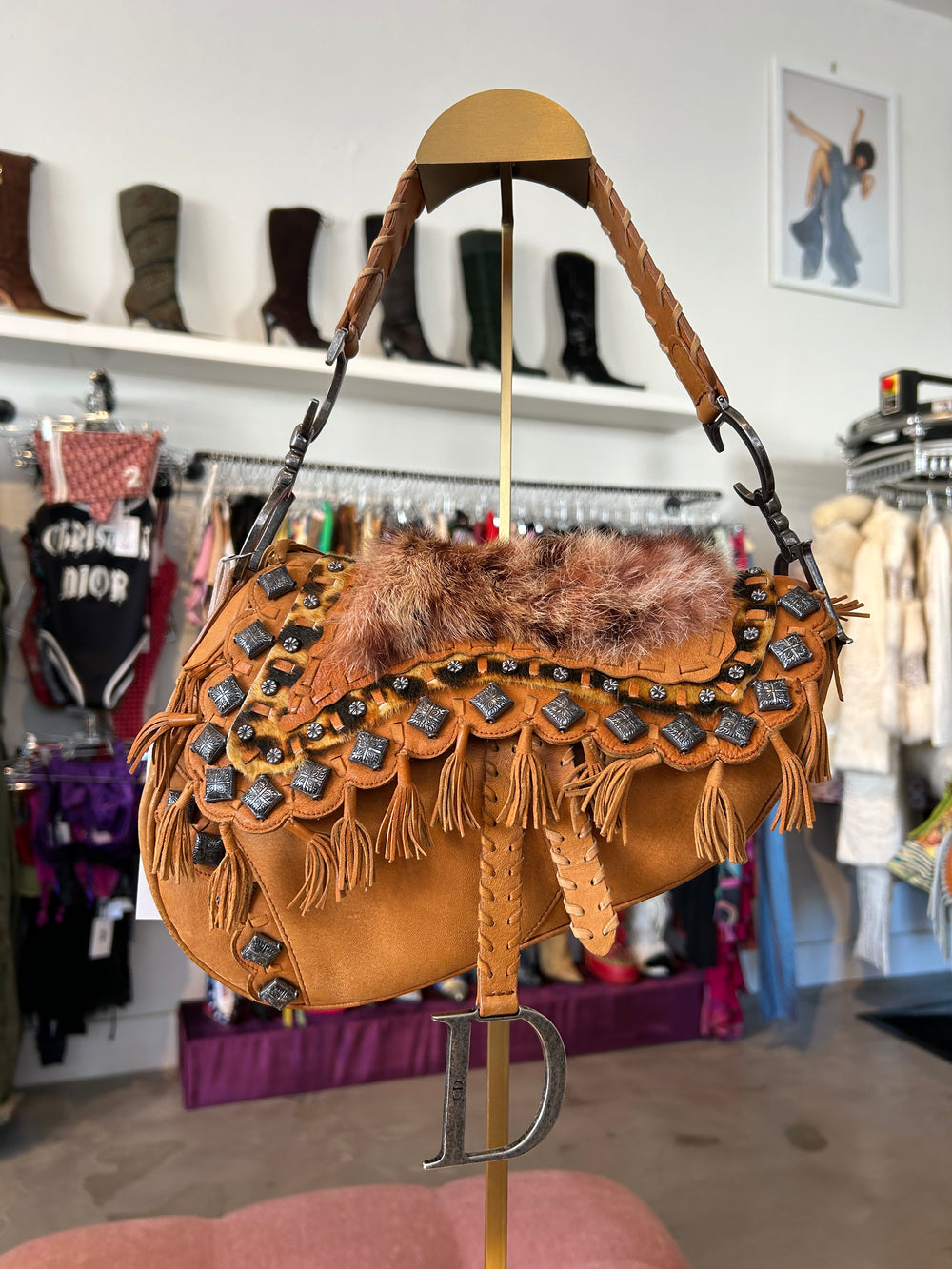 2006 LIMITED EDITION BROWN RABBIT FUR SADDLE BAG @FAR