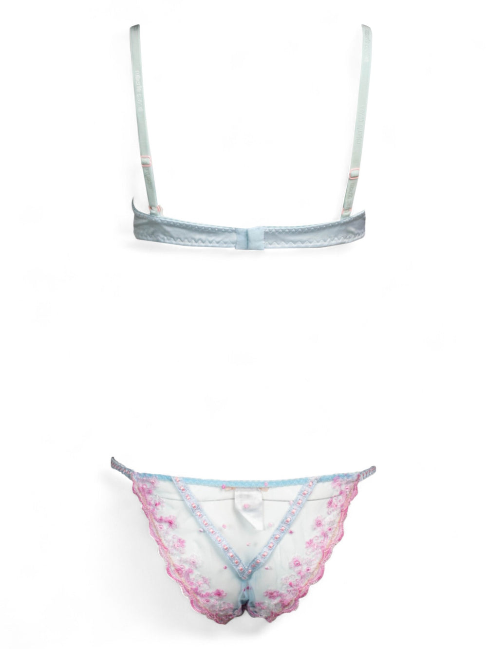 2000s PINK & BLUE LACEY LINGERIE SET