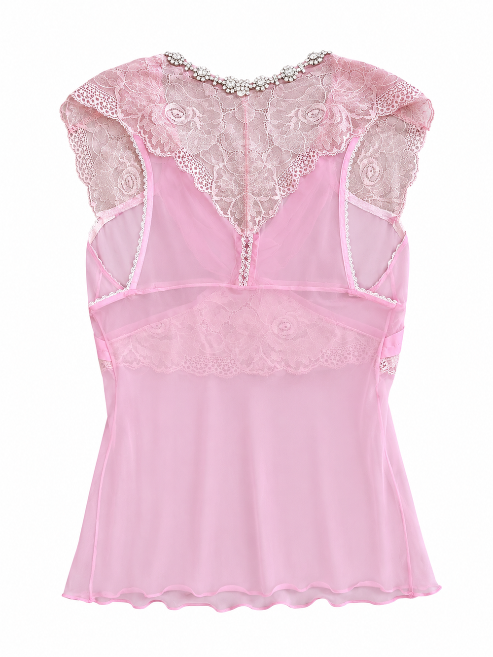 PINK SILK & LACE BABYDOLL TOP