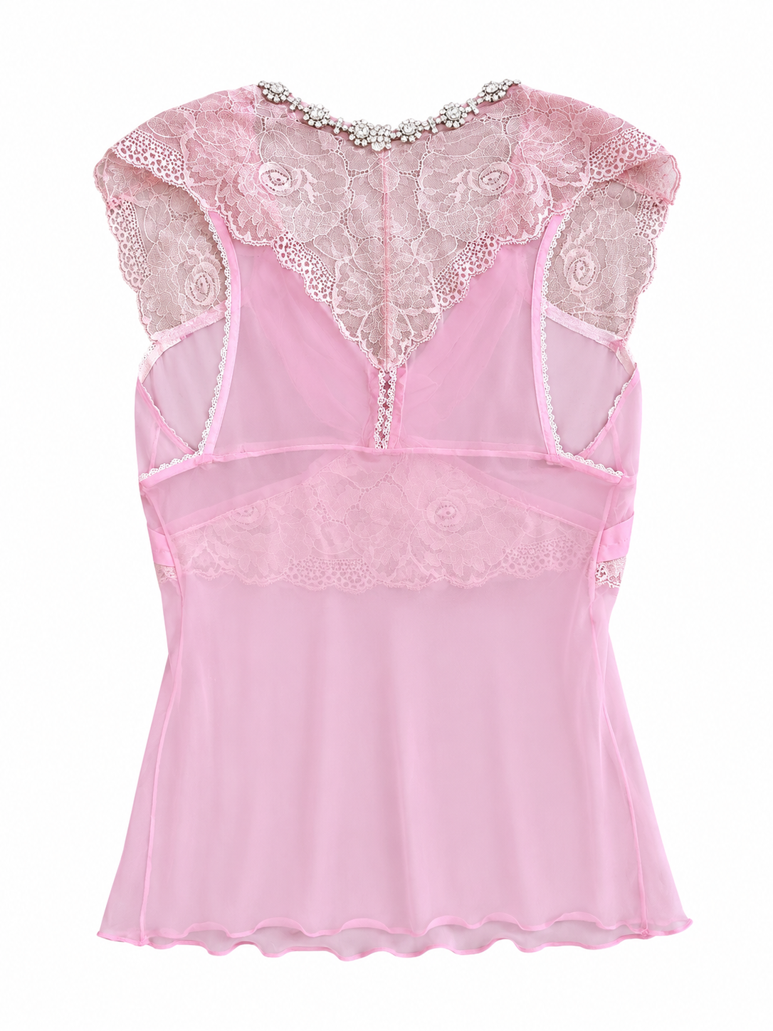 PINK SILK & LACE BABYDOLL TOP