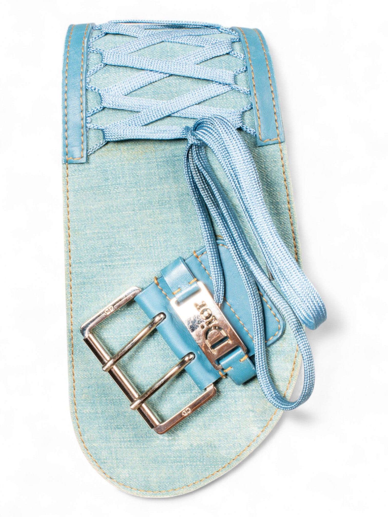2002 RUNWAY BLUE DENIM "ADMIT IT" LACE UP BELT