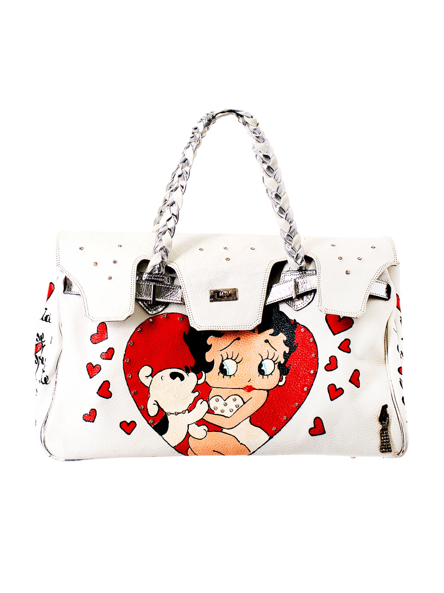 WHITE BETTY BOOP HANDPAINTED “BIRKIN STYLE” BAG