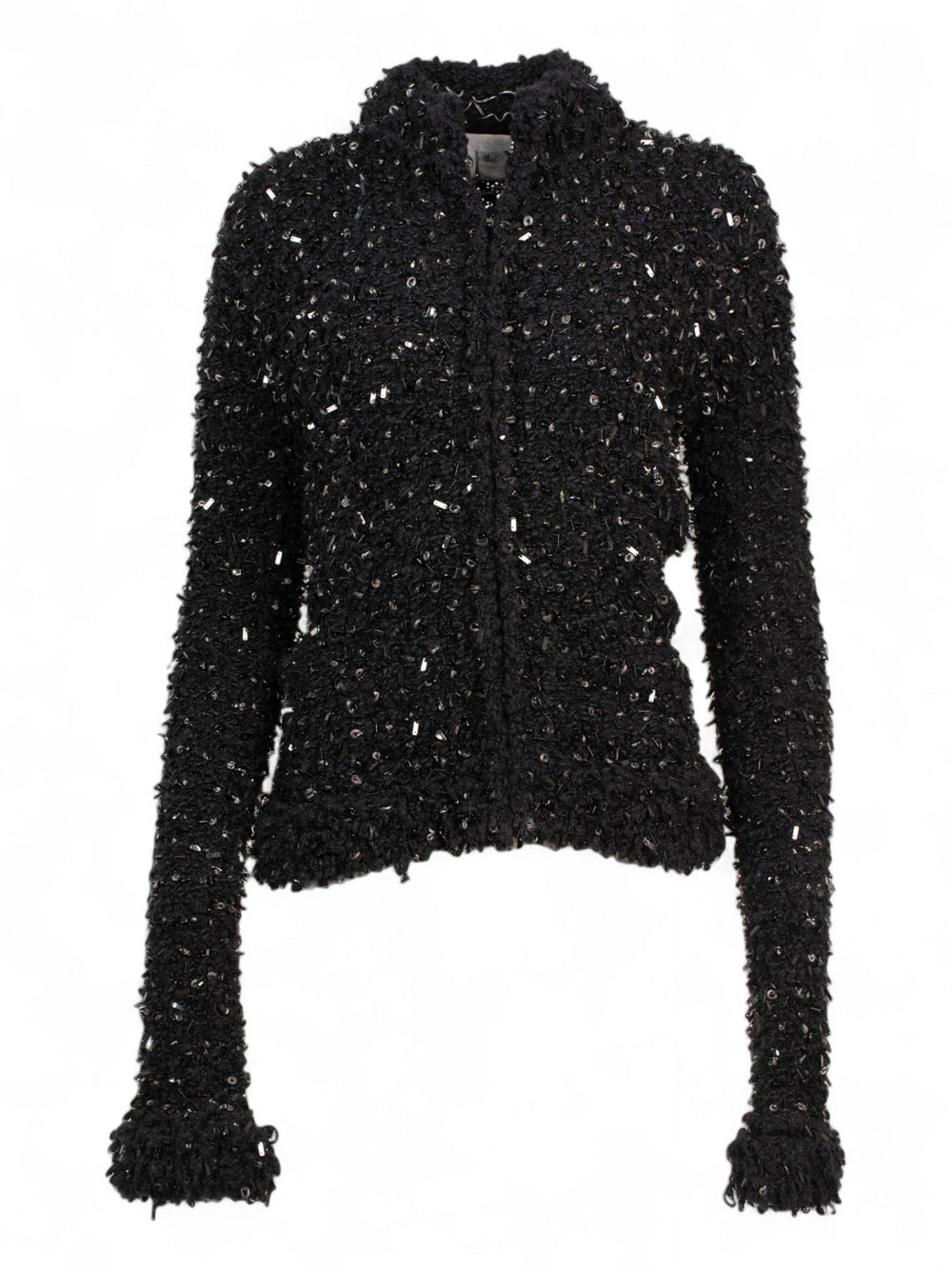 VINTAGE HEAVY CROCHET BLACK SEQUIN CARDIGAN