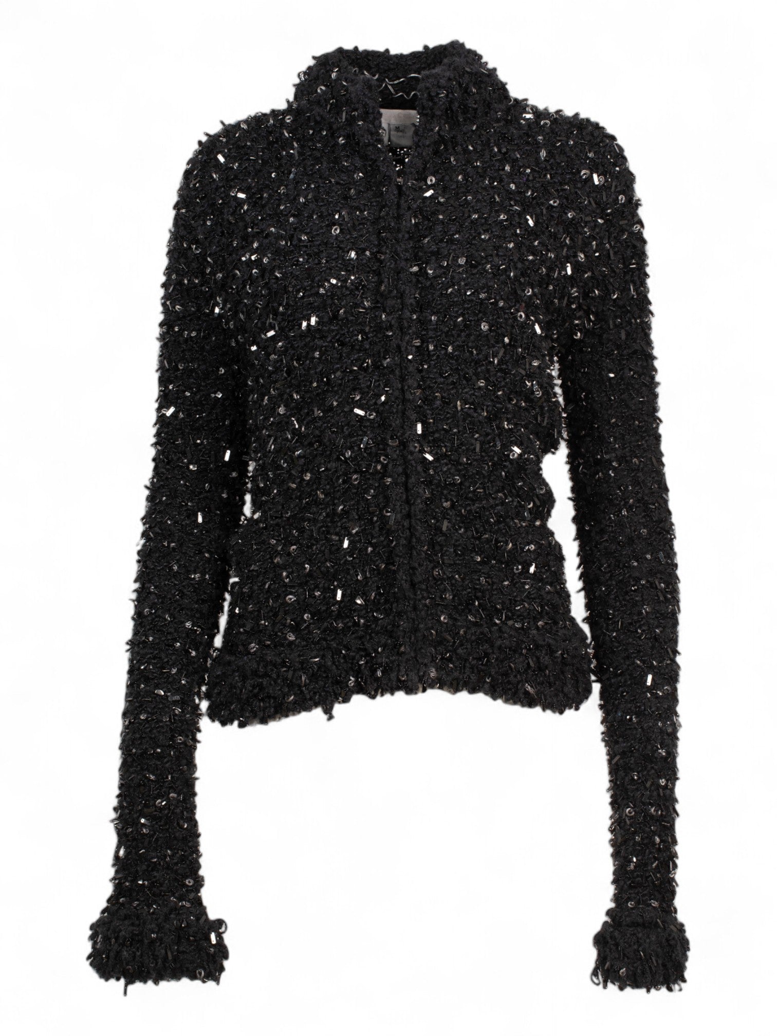 VINTAGE HEAVY CROCHET BLACK SEQUIN CARDIGAN