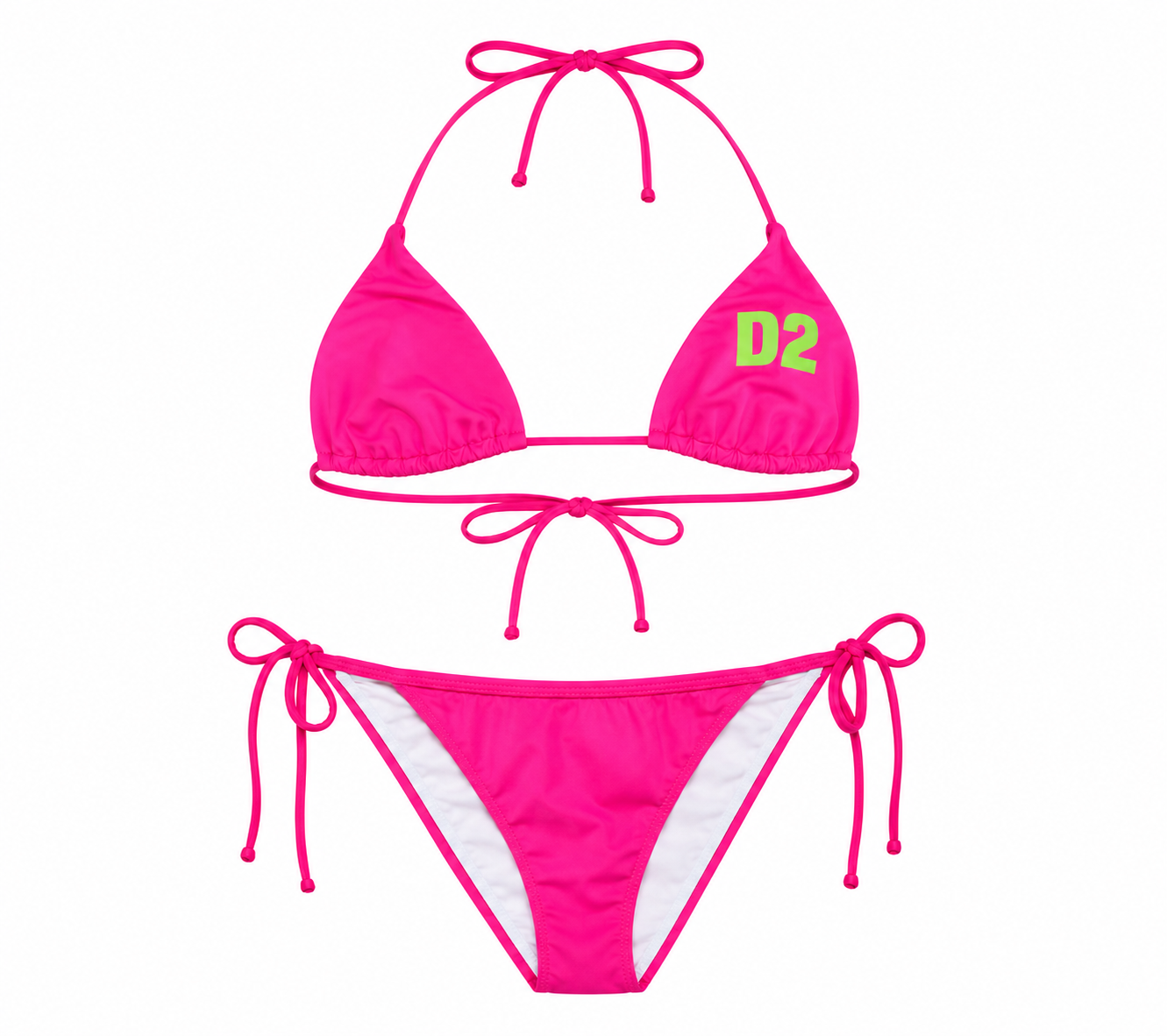 HOT PINK BIKINI W GREEN LOGO PRINT (NWT/COMES W POUCH)