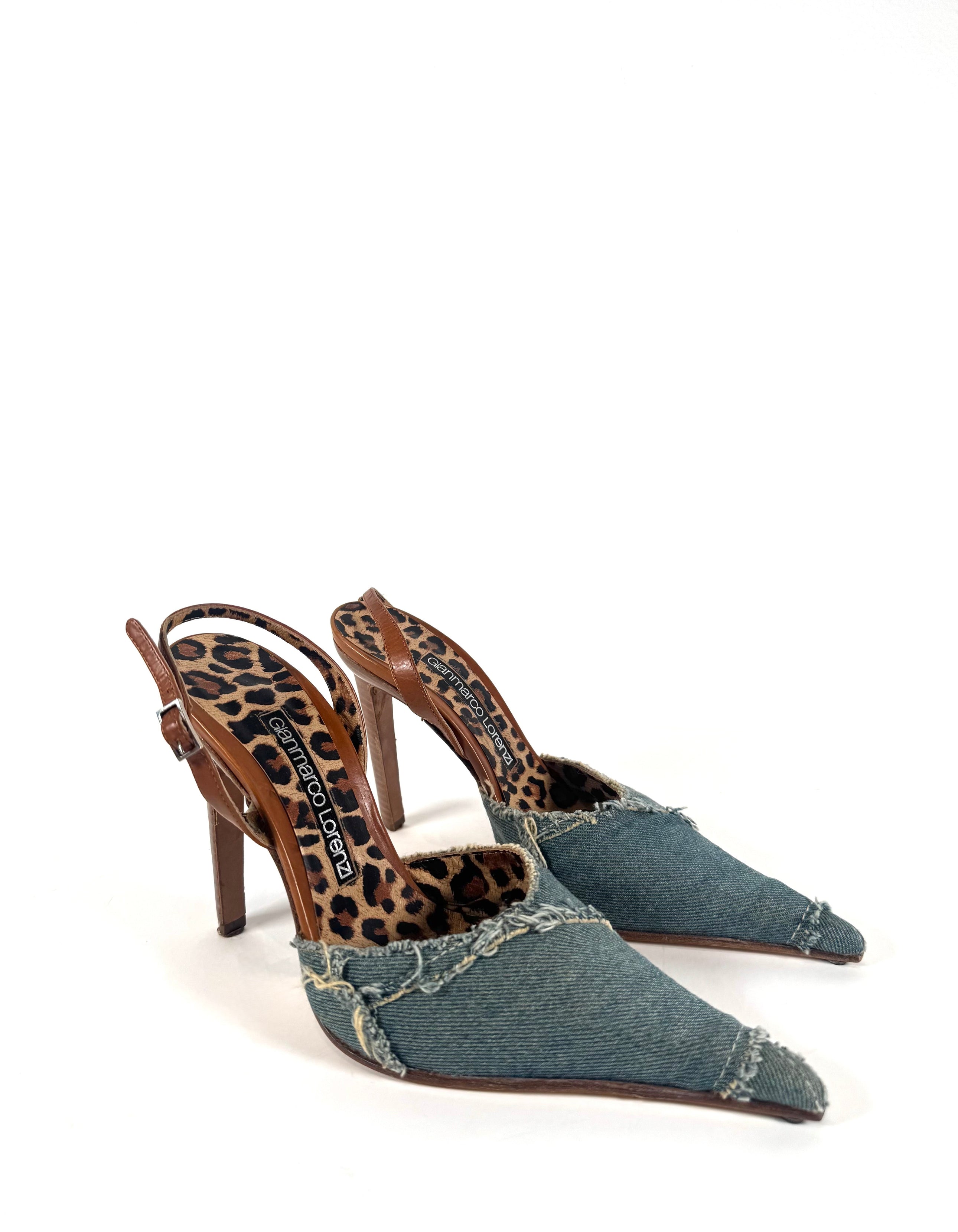 DISTRESSED DENIM HEELS
