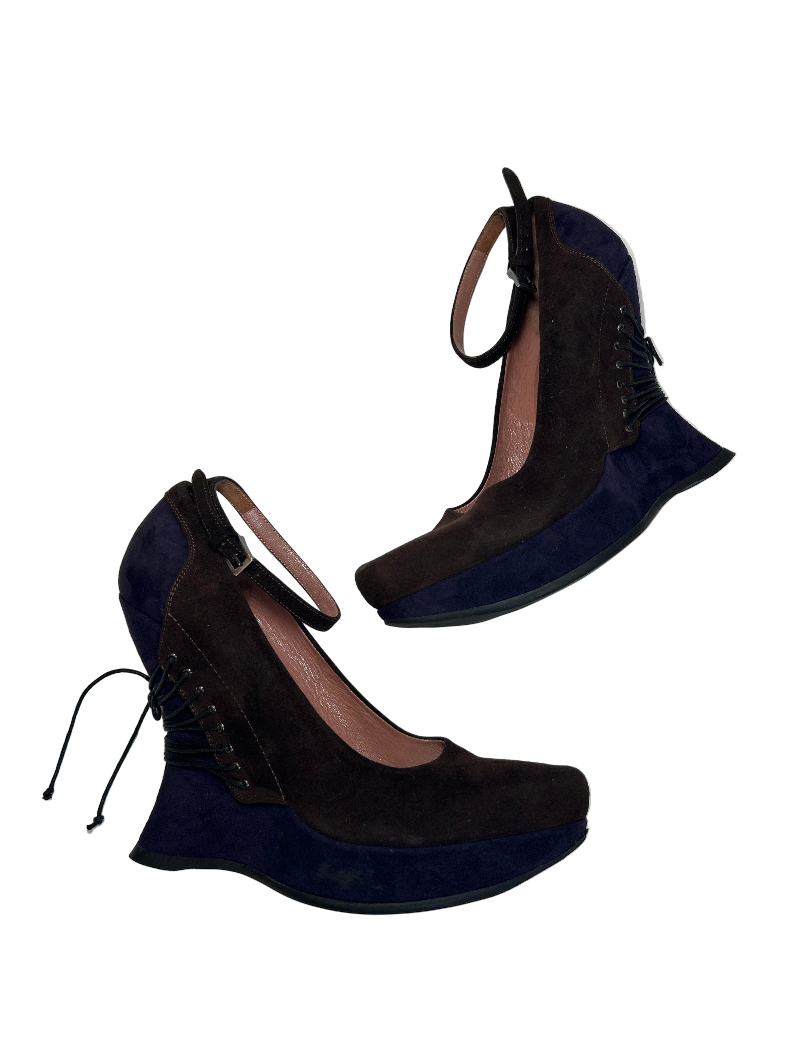 RARE SUEDE AND CORSET PLATFORM HEELS