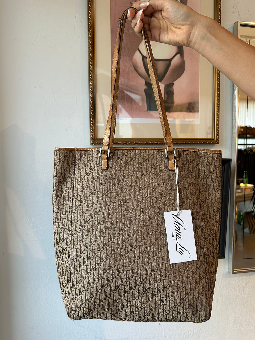 TAN MONOGRAM TOTE (AS IS - STRAP)