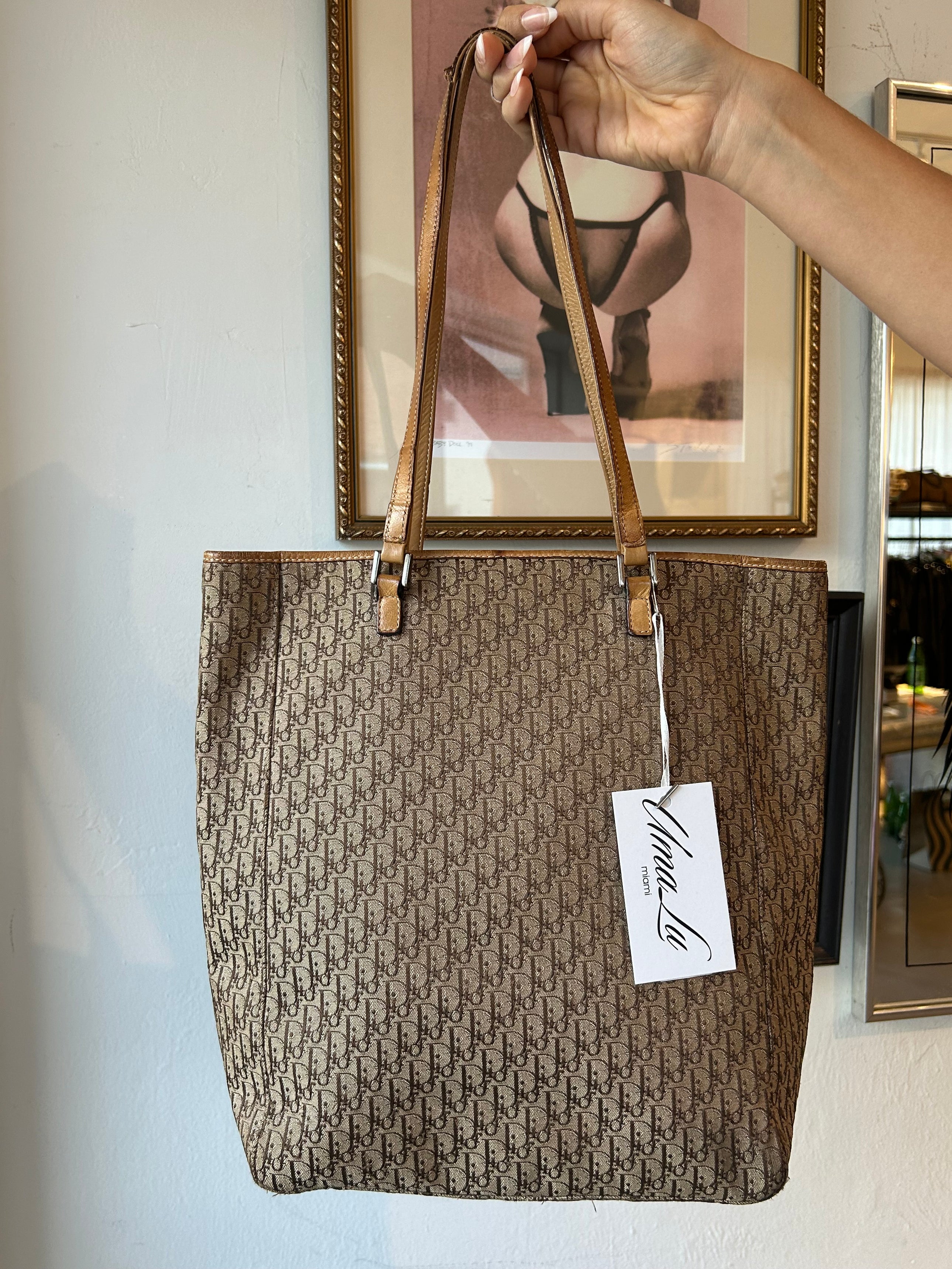 TAN MONOGRAM TOTE (AS IS - STRAP)