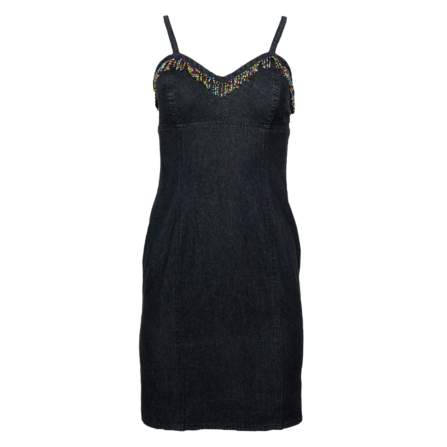 90S DENIM BEADED MINI DRESS