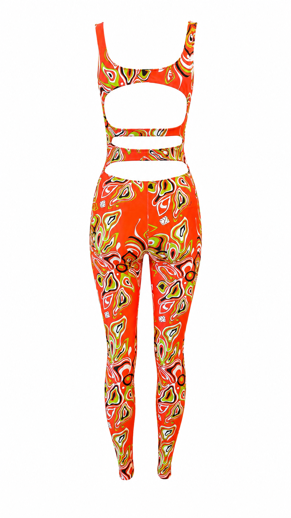 ORANGE & GREEN PSYCHEDELIC PRINTED JUMPSUIT @SM