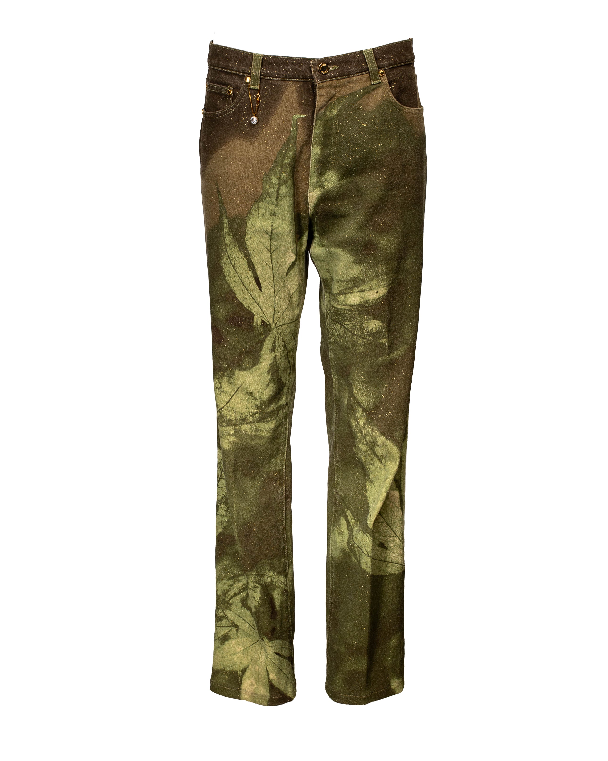 FW99 CANNABIS PRINTED JEANS