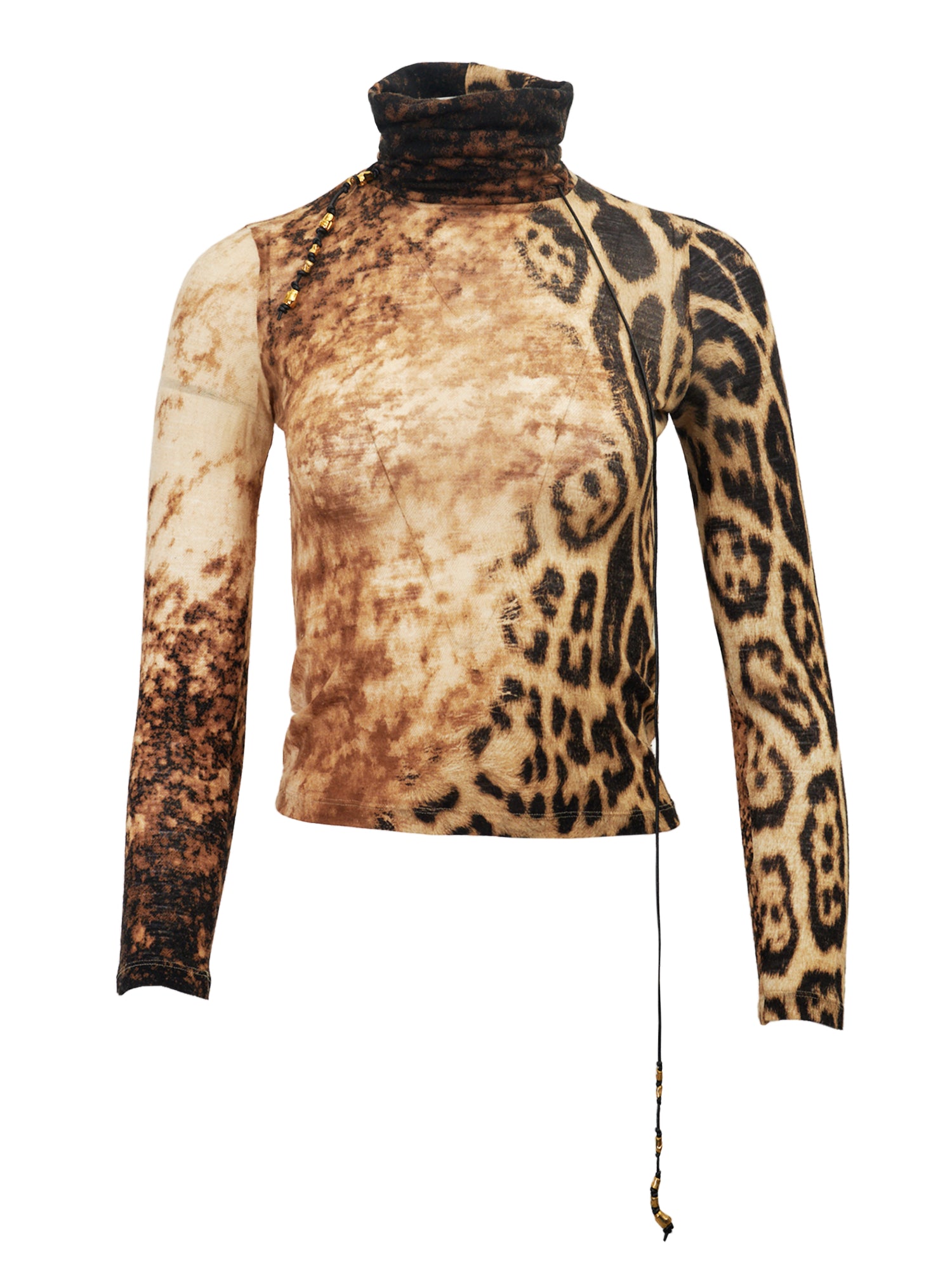 FW01 CHEETAH & BROWN PRINTED TURTLENECK