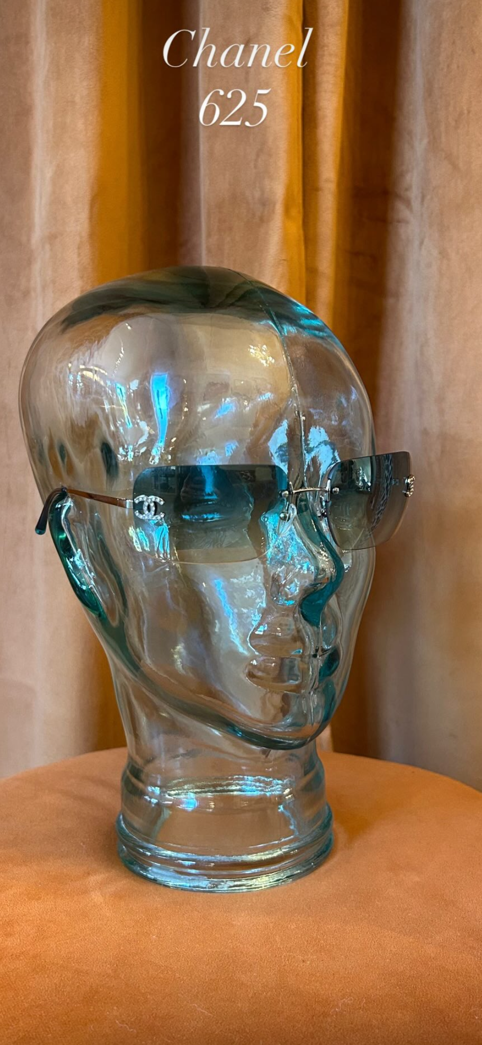 RIMLESS TEAL GRADIENT RHINESTONE SUNGLASSES