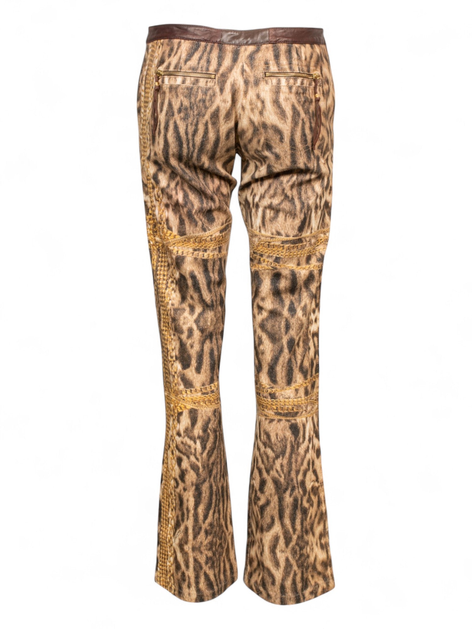 2003 CHEETAH & CHAIN SILK BLOUSE & JEANS SET