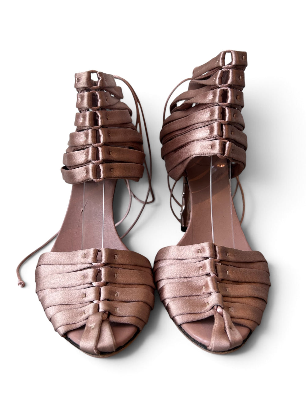 SS04 TOM FORD CHAMPAGNE SATIN CAGE HEELS @FAR