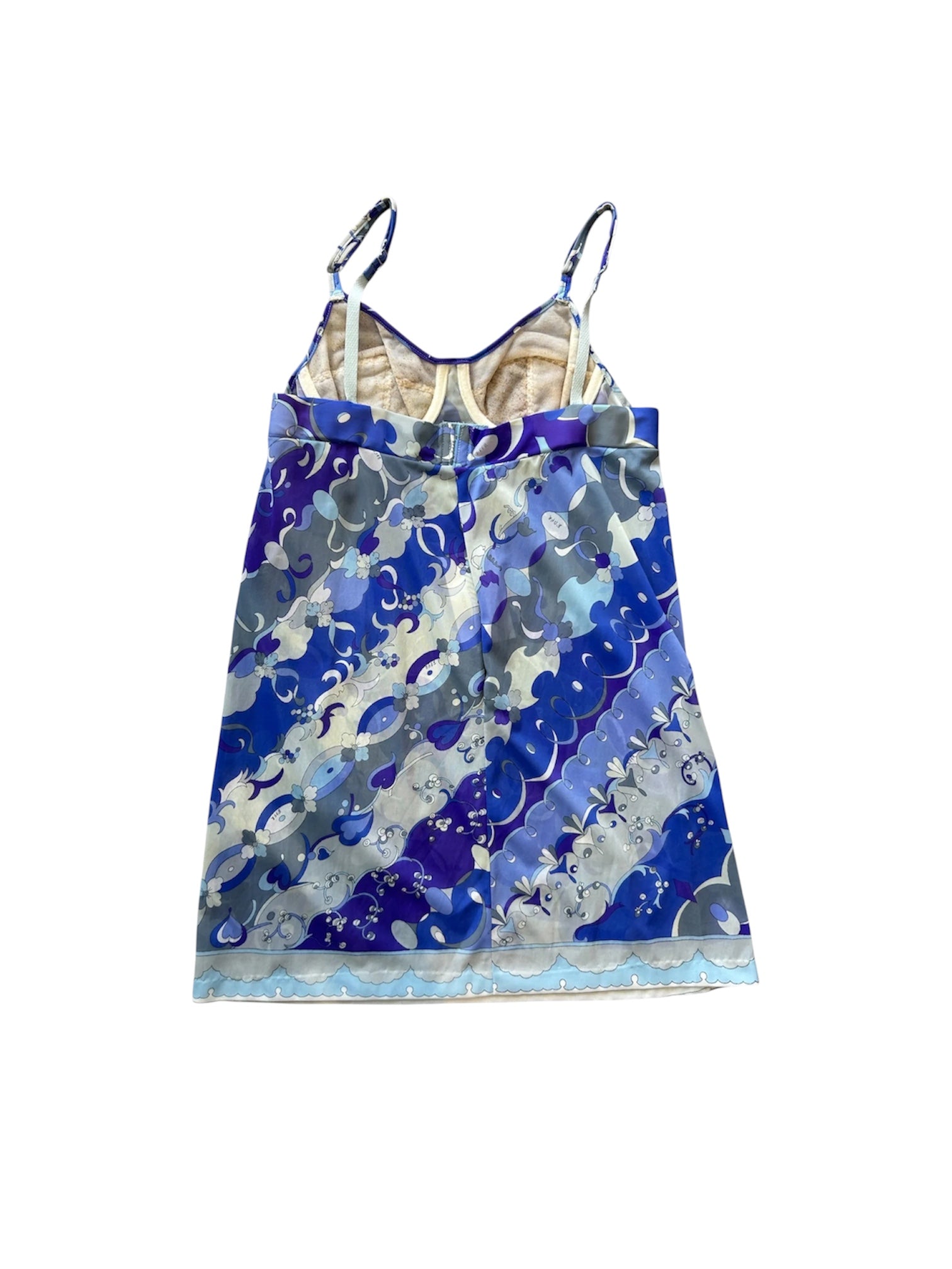 BLUE/PURPLE CLASSIC PRINTED SLIP DRESS