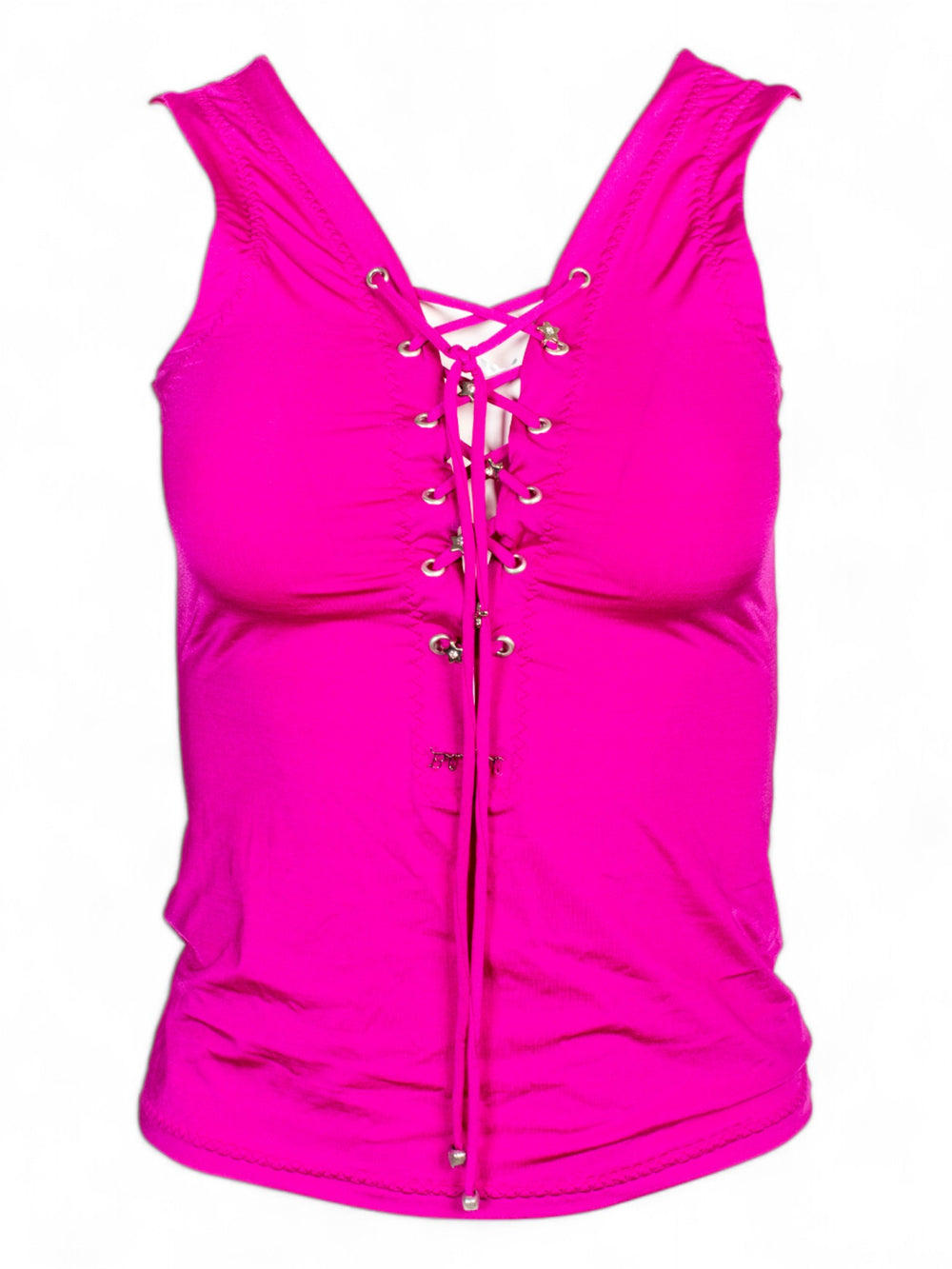 BLUMARINE FUCHSIA LACE UP TANK