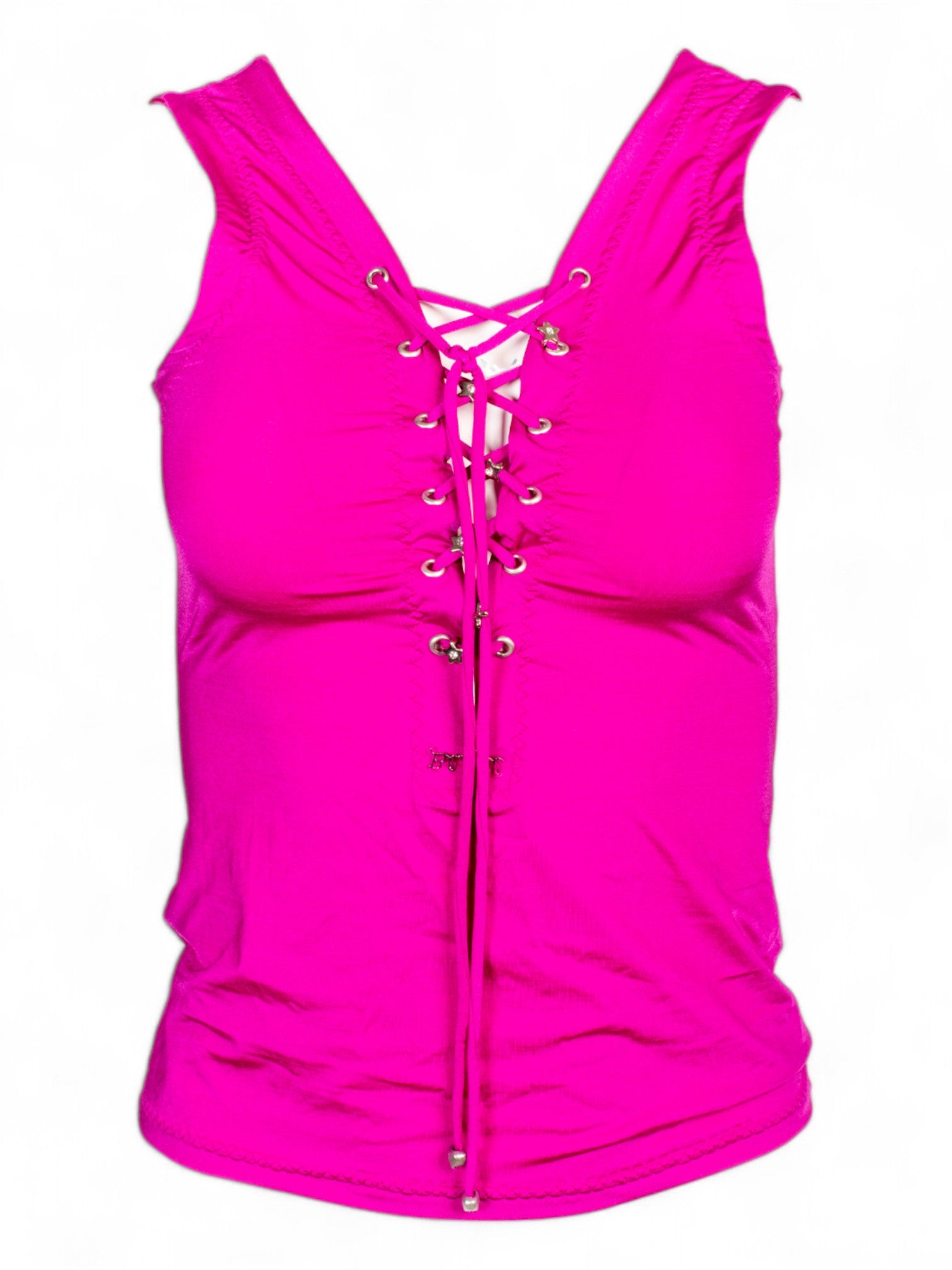 BLUMARINE FUCHSIA LACE UP TANK