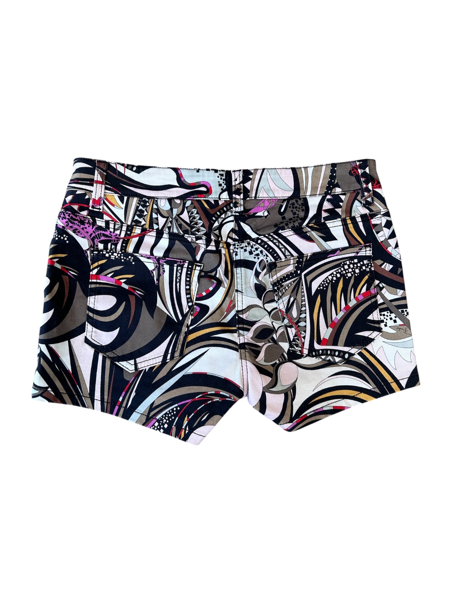 WHITE/BROWN GEOMETRIC PRINT SHORTS