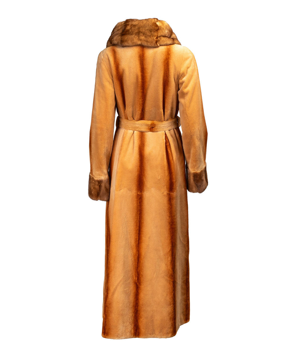 TAN SHAVED MINK FUR REVERSIBLE COAT @IRIK