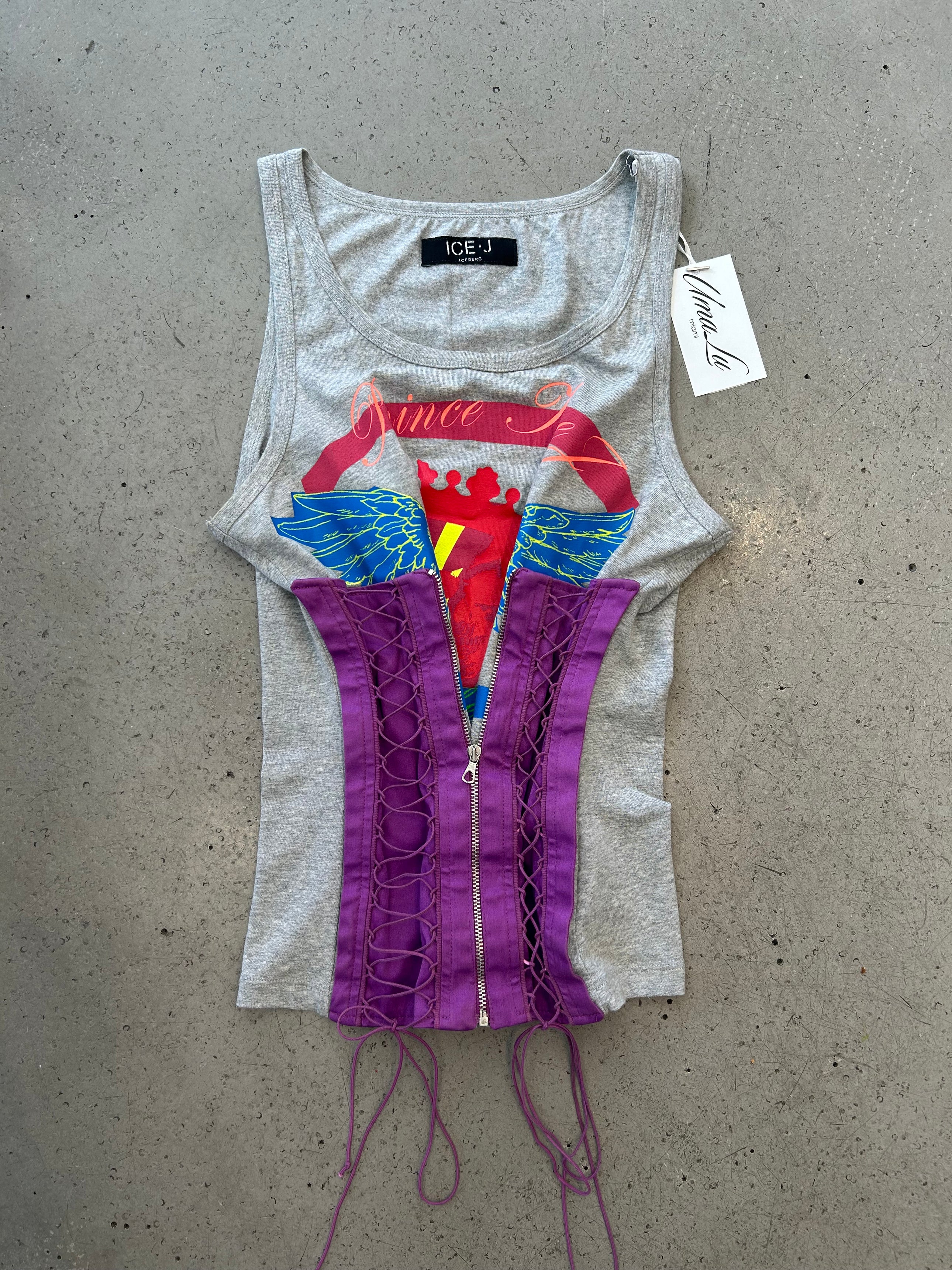 GREY & PURPLE CORSET TANK