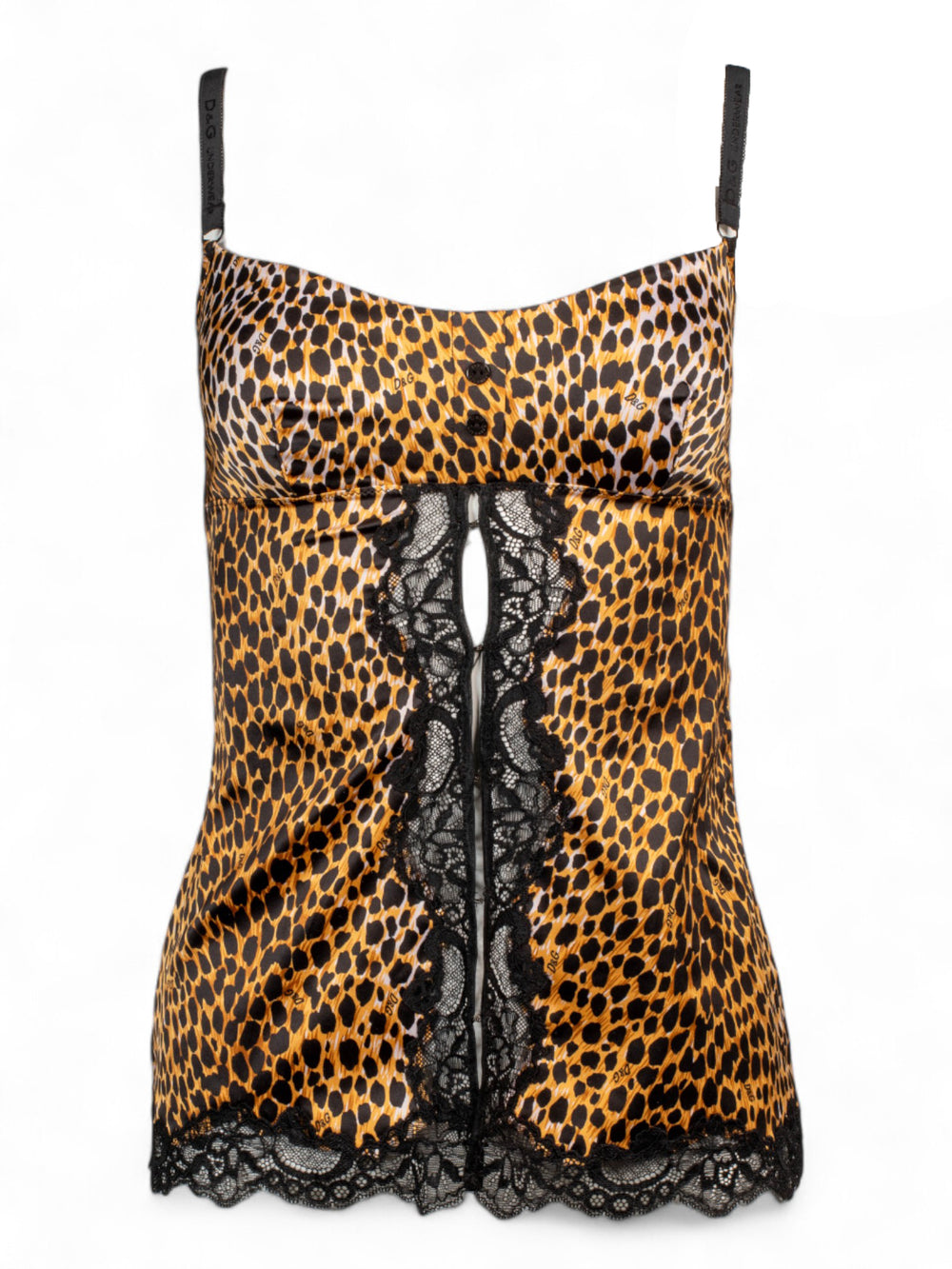 CHEETAH AND BLACK LACE CAMI TOP