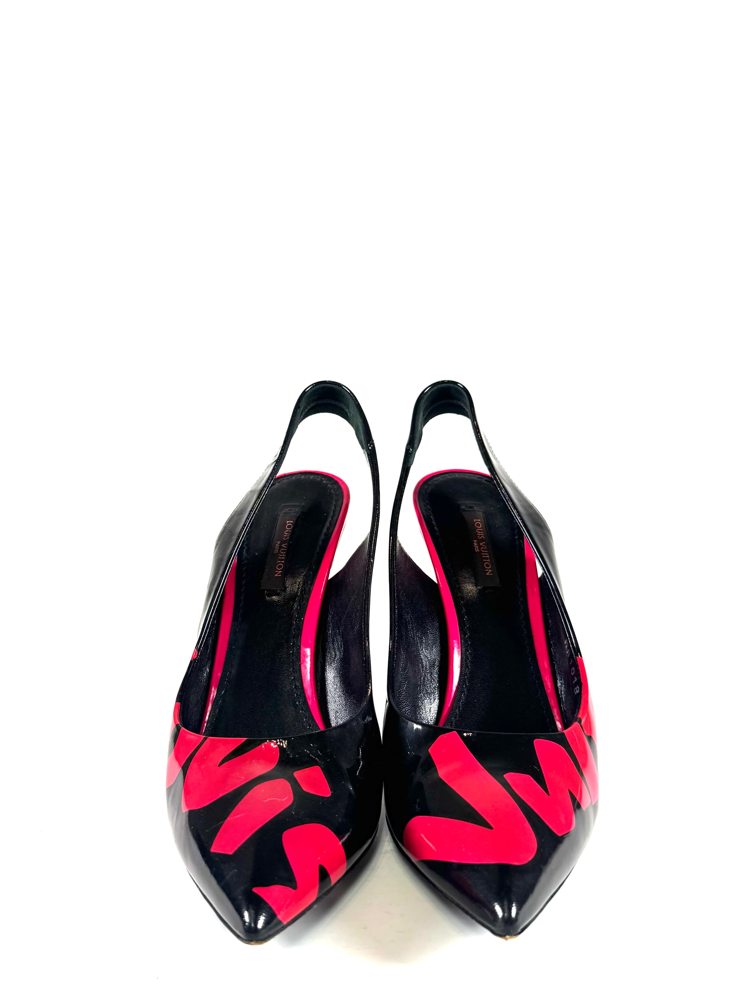 STEPHEN SPROUSE PINK & BLACK SLINGBACK PUMPS